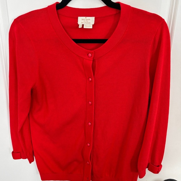 Red Kate Spade Somerset cardigan. Size medium. 70% silk and 30% cotton - Picture 5 of 10